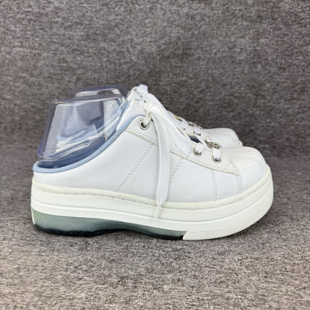 ✅Mule Platform Sneaker Womens Size 7 White Leather Lace Up Slip On Comfort Shoes - Picture 8 of 11